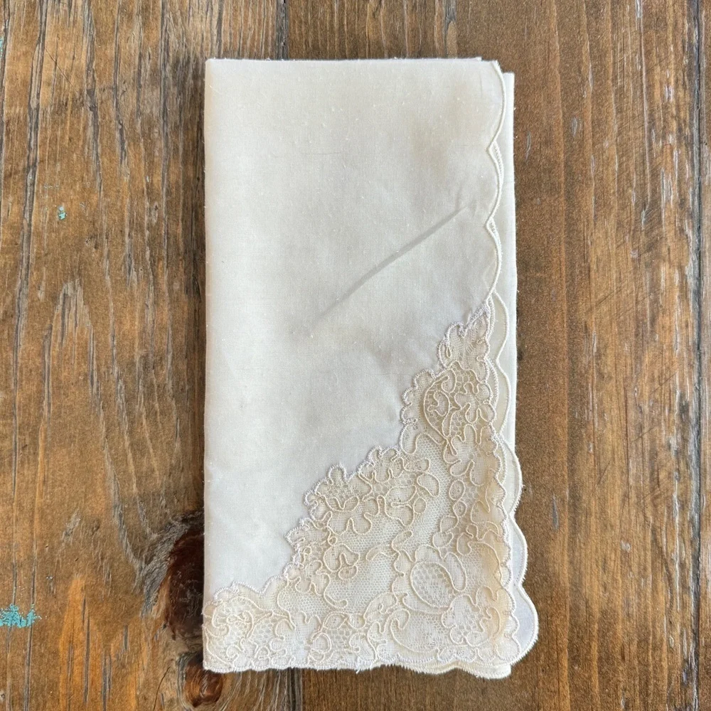 Ivory and Cream Lace Linen Napkin